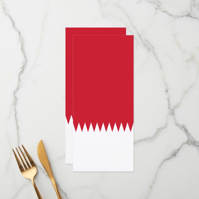 Flagge Bahrain Menükarte (Vorderseite/Rückseite Beispiel)