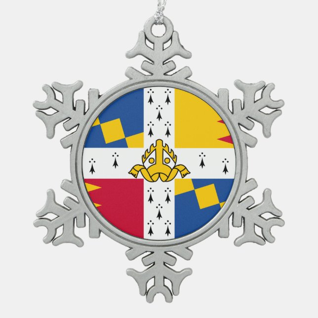Flagge/Banner von Birmingham, England Schneeflocken Zinn-Ornament (Vorderseite)
