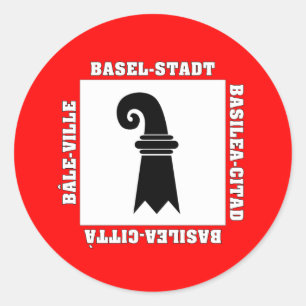 Flagge Basel Stadt Schweiz Runder Aufkleber