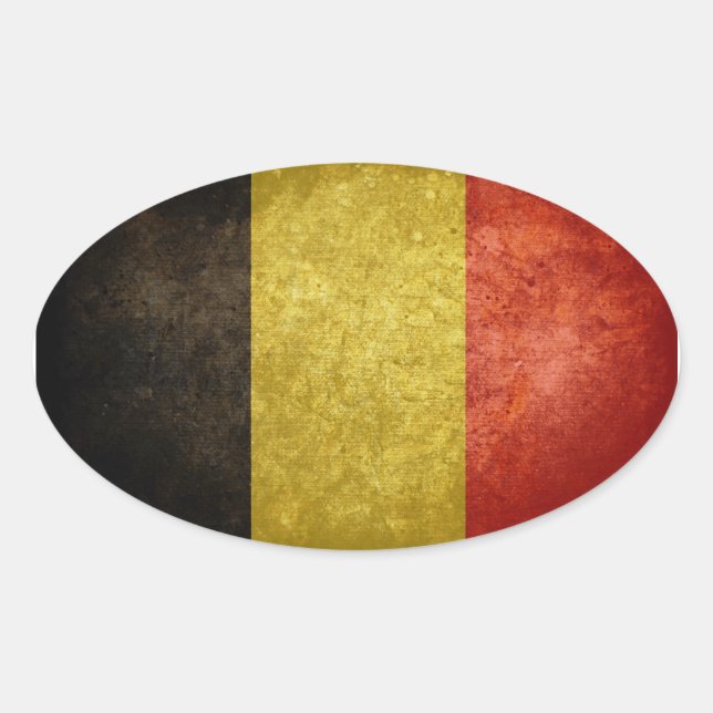 Flagge Belgiens Ovaler Aufkleber (Vorderseite)