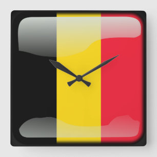 Flagge Belgiens Quadratische Wanduhr