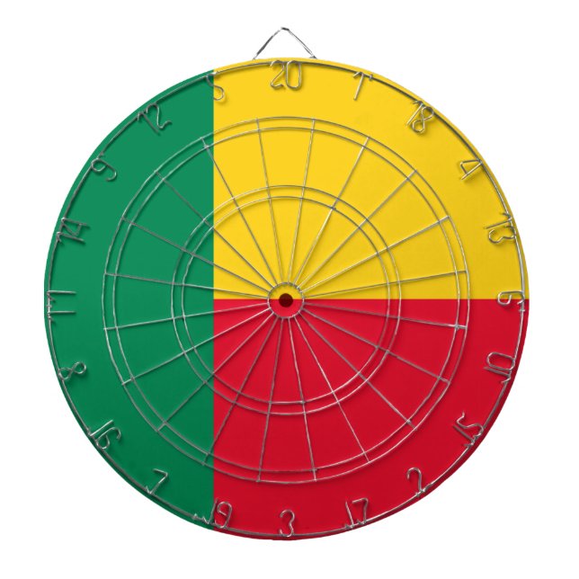 Flagge Benins (Afrika) Dartscheibe (vorne)