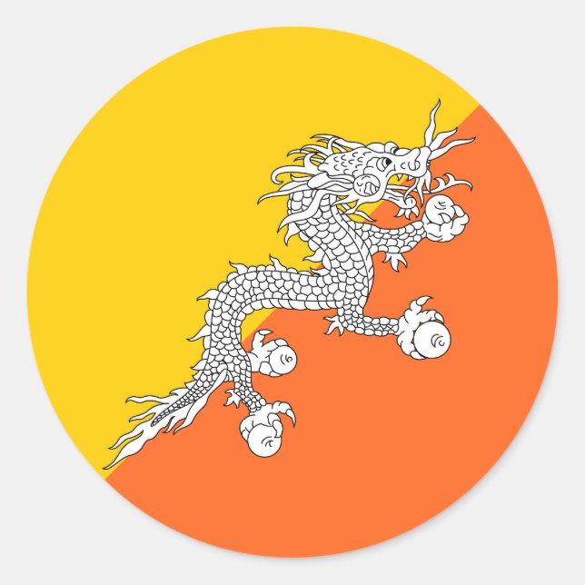Flagge Bhutans Runder Aufkleber (Vorderseite)