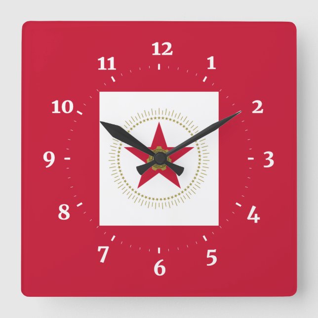 Flagge Birminghams, Alabama-Uhr Quadratische Wanduhr (Vorderseite)