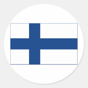 Flagge blauen nordischen Kreuzes Finnlands auf Runder Aufkleber
