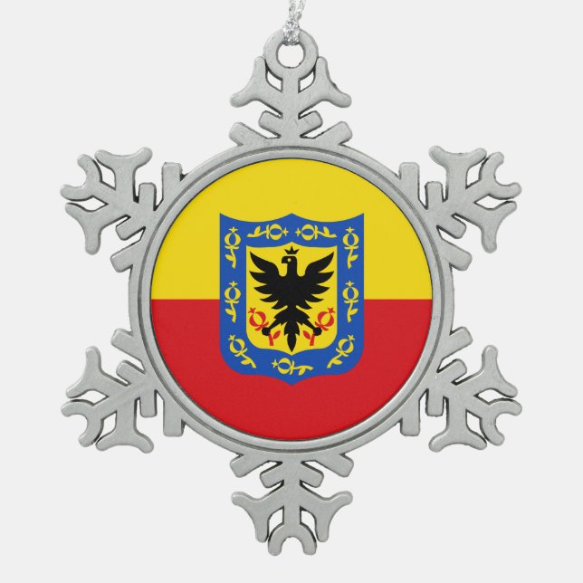 Flagge Bogotas, Kolumbien Schneeflocken Zinn-Ornament (Vorderseite)