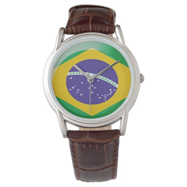 Flagge Brasiliens Armbanduhr (Vorderseite)