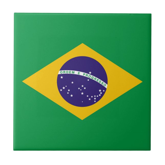 Flagge Brasiliens Bandeira do Brasil Fliese (Vorderseite)