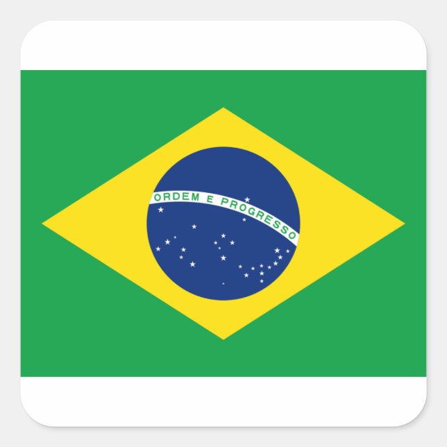 Flagge Brasiliens - Bandeira do Brasil Quadratischer Aufkleber (Vorderseite)