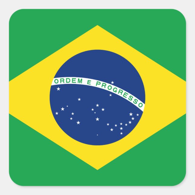 Flagge Brasiliens (Brasilien) Quadratischer Aufkleber (Vorderseite)