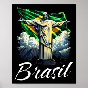 Flagge Brasiliens Christus Der Erlöser Männer Frau Poster