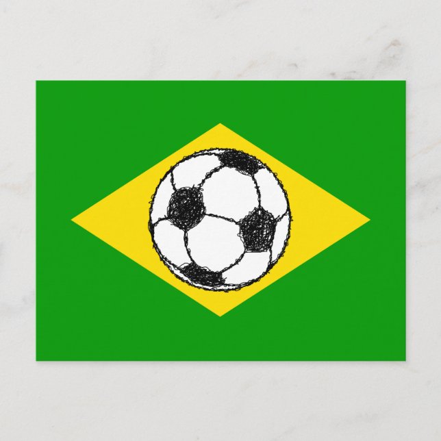 Flagge Brasiliens | Fußball-Sketch Postkarte (Vorderseite)