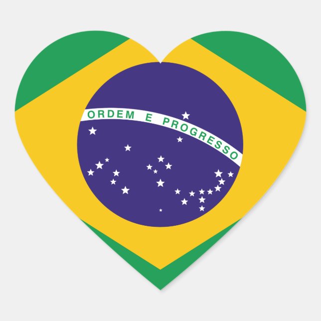 Flagge Brasiliens Herz-Aufkleber (Vorderseite)