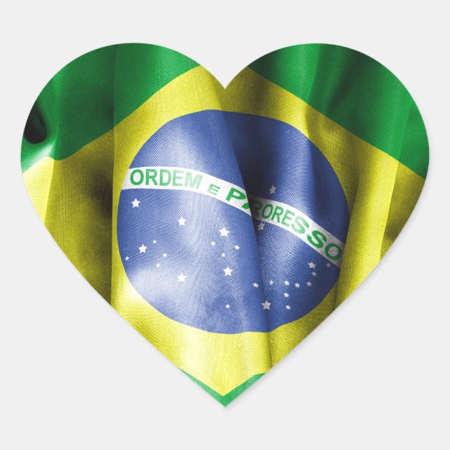 Flagge Brasiliens Herz-Aufkleber (Vorderseite)