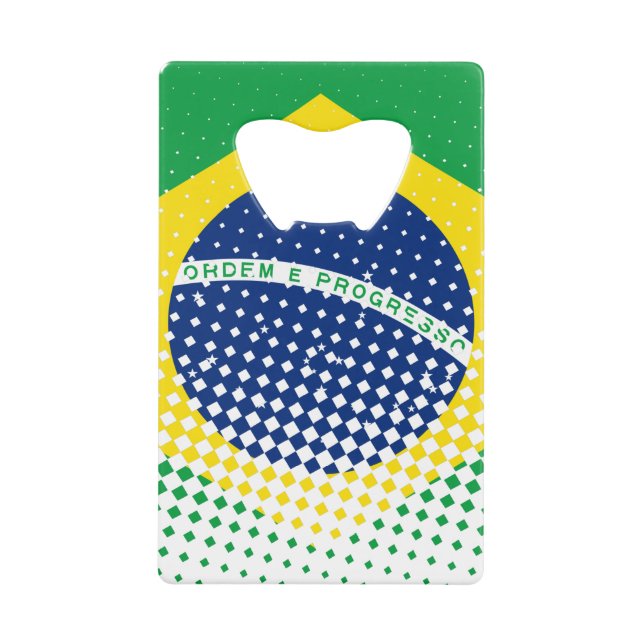 Flagge Brasiliens mit Halftone-Effekt Geldbeutel Flaschenöffner (Vorderseite)