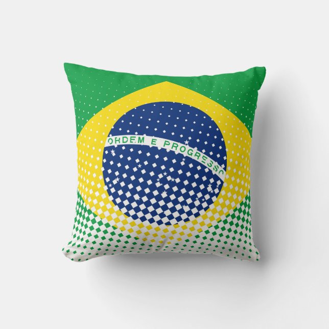 Flagge Brasiliens mit Halftone-Effekt Kissen (Vorderseite)
