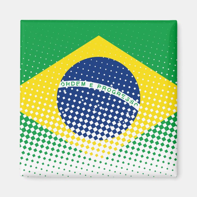Flagge Brasiliens mit Halftone-Effekt Magnet (Vorne)