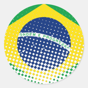 Flagge Brasiliens mit Halftone-Effekt Runder Aufkleber
