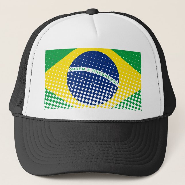 Flagge Brasiliens mit Halftone-Effekt Truckerkappe (Vorderseite)