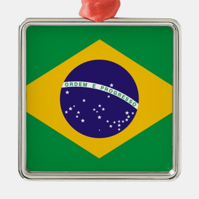 Flagge Brasiliens Ornament Aus Metall (Vorne)