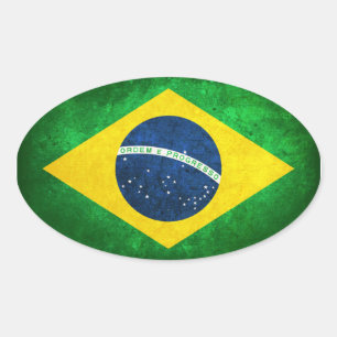 Flagge Brasiliens Ovaler Aufkleber
