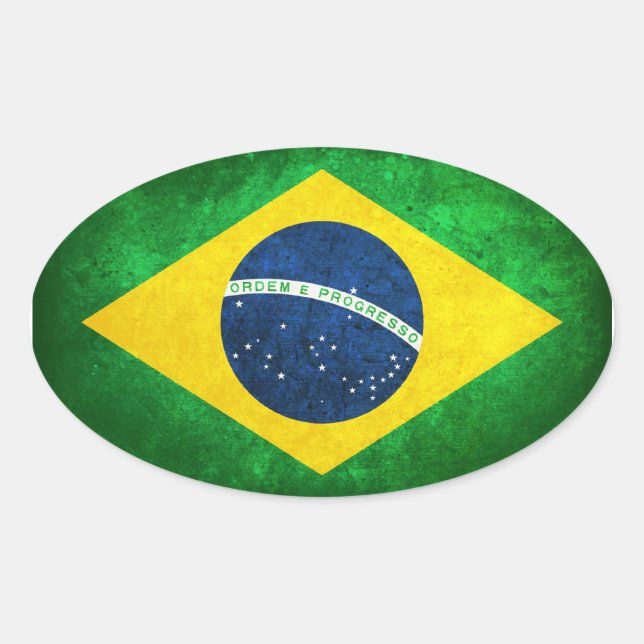 Flagge Brasiliens Ovaler Aufkleber (Vorderseite)