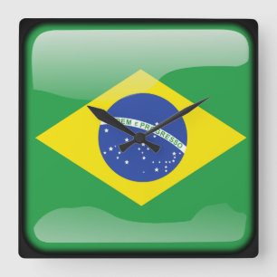 Flagge Brasiliens Quadratische Wanduhr
