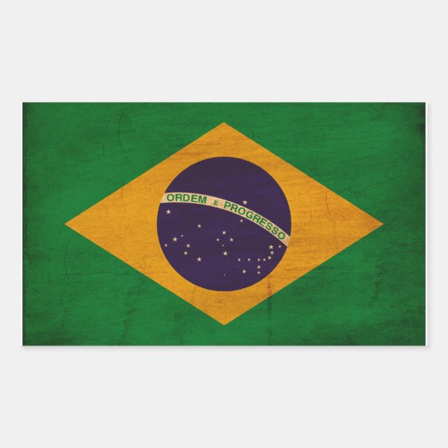 Flagge Brasiliens Rechteckiger Aufkleber (Vorderseite)