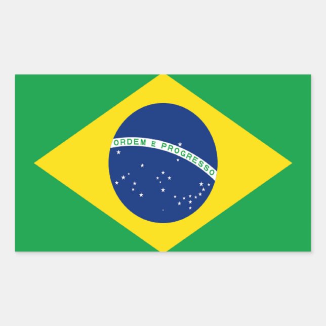 Flagge Brasiliens Rechteckiger Aufkleber (Vorderseite)