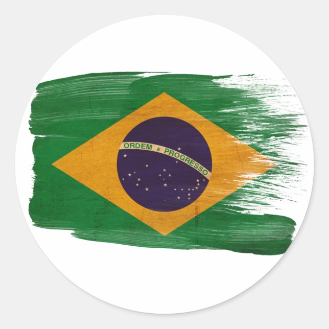 Flagge Brasiliens Runder Aufkleber (Vorderseite)