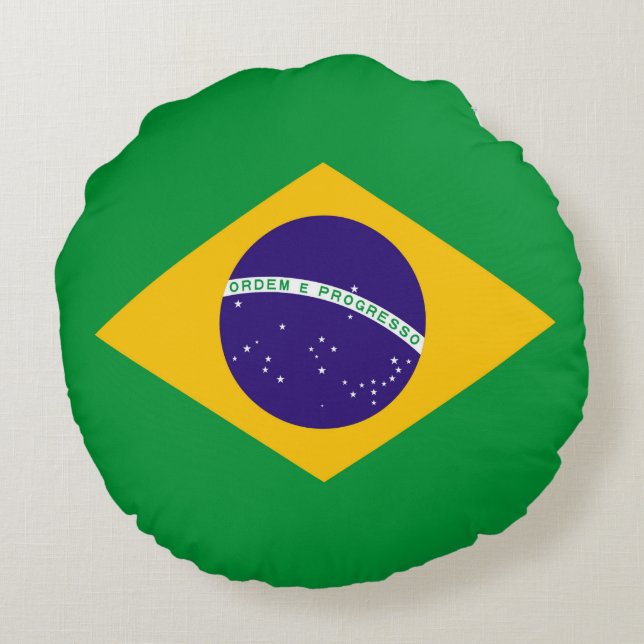 Flagge Brasiliens Rundes Kissen (Rückseite)