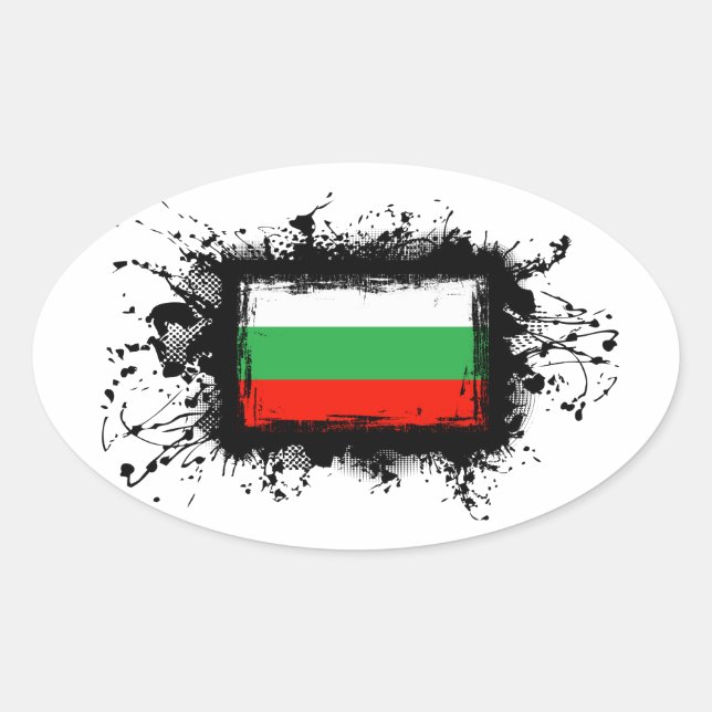 Flagge Bulgariens Ovaler Aufkleber (Vorderseite)
