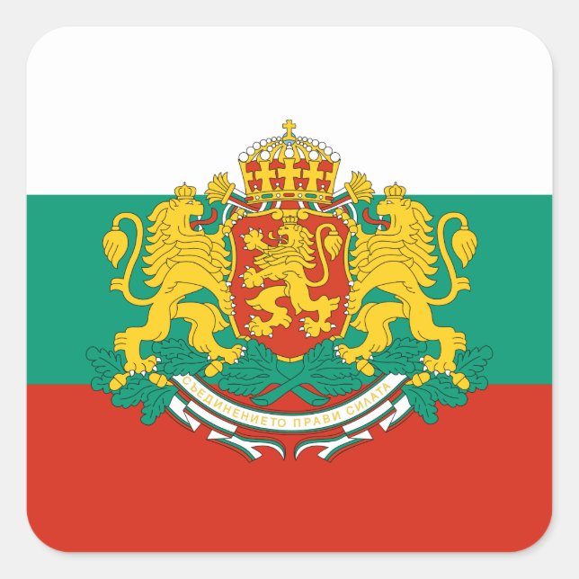 Flagge Bulgariens Tricolor White Green Red Quadratischer Aufkleber (Vorderseite)