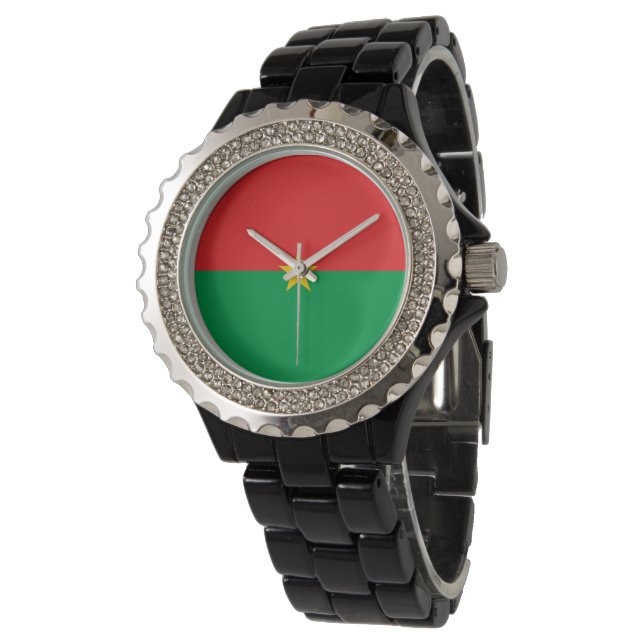 Flagge Burkina Faso Armbanduhr (Schrägansicht)