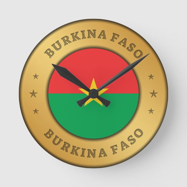 Flagge Burkina Faso Runde Wanduhr (Vorderseite)