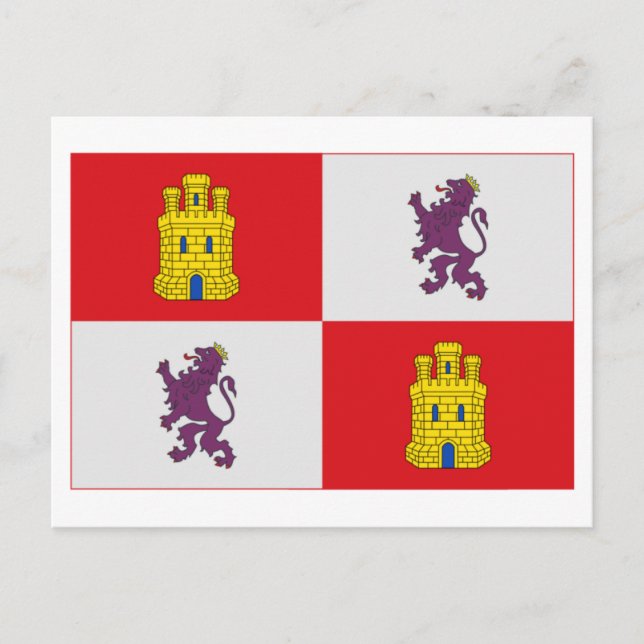 Flagge Castilla y León Postkarte (Vorderseite)