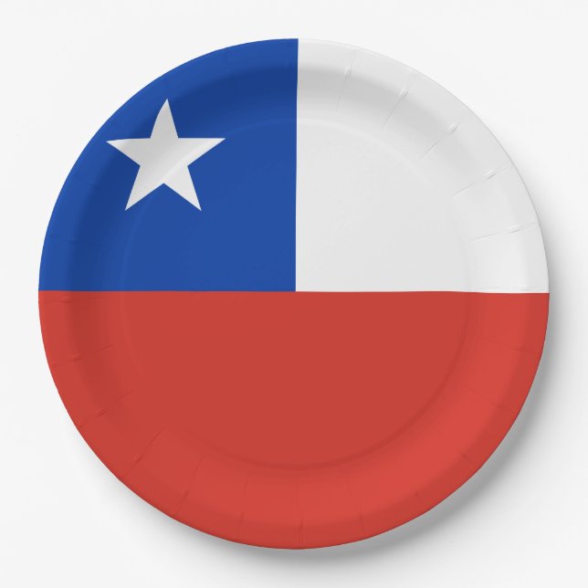 Flagge Chiles Pappteller (Vorderseite)
