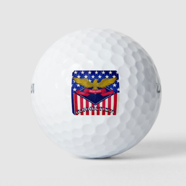 Flagge Connecticut USA Golfball (Vorderseite)