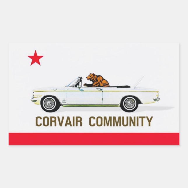 Flagge Corvair, Kalifornien EM Rechteckiger Aufkleber (Vorderseite)
