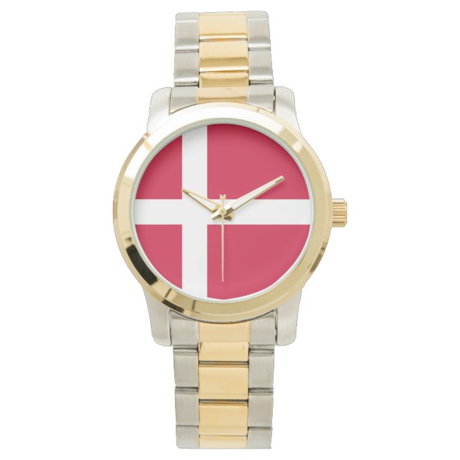 Flagge Dänemarks oder dänischer Stoff Armbanduhr (Vorderseite)