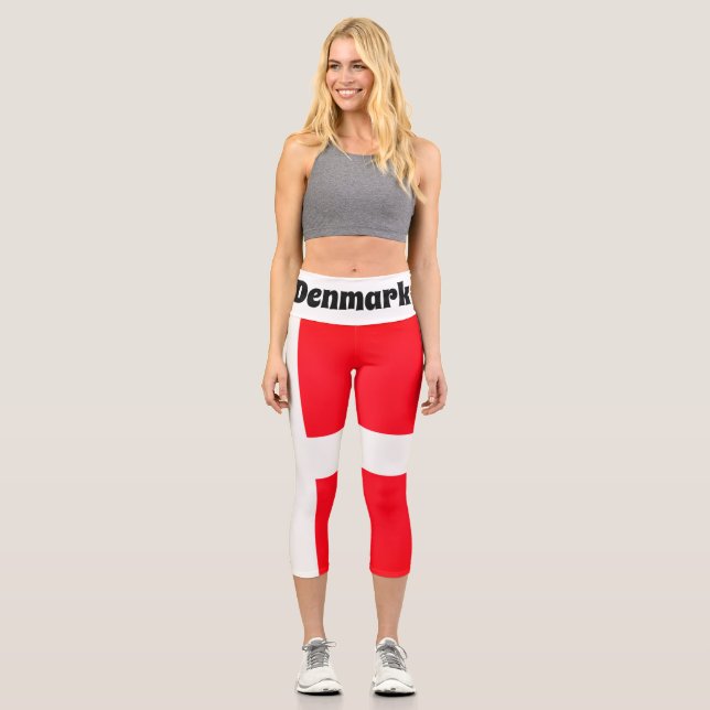 Flagge Dänemarks Yoga Pants Capri Leggings (Vorderseite)