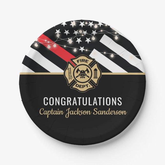Flagge der Abteilung für Feuerwehrruhestand Pappteller (Vorderseite)
