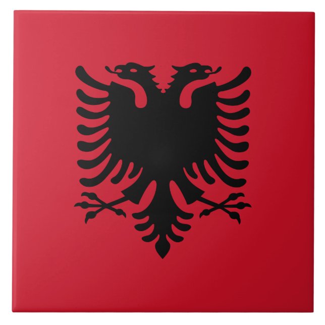 Flagge der Albanien-Keramik-Fliese Fliese (Vorderseite)