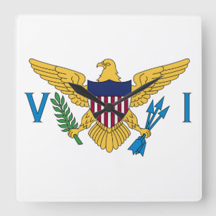 Flagge der Amerikanischen Jungferninseln Quadratische Wanduhr