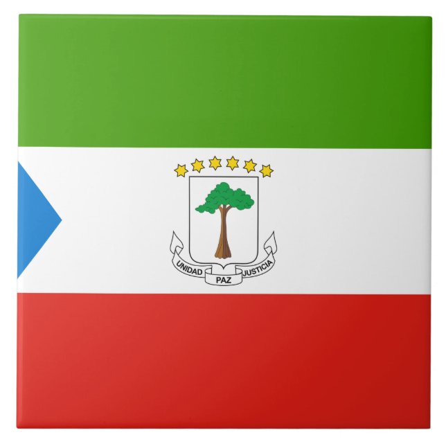 Flagge der Äquatorialen Guinea (Afrika) Fliese (Vorderseite)