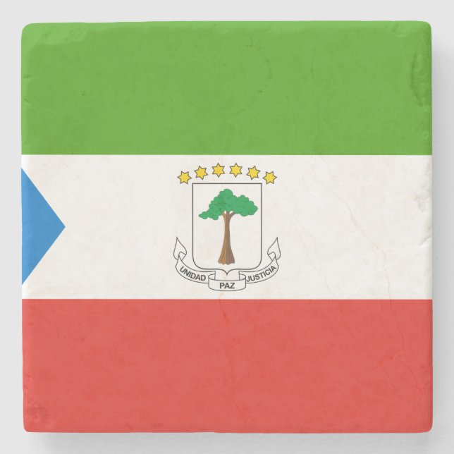Flagge der Äquatorialen Guinea (Afrika) Steinuntersetzer (Vorderseite)