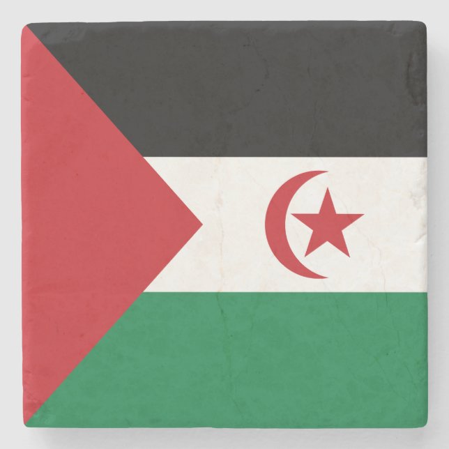 Flagge der Arabischen Demokratischen Republik Sahr Steinuntersetzer (Vorderseite)
