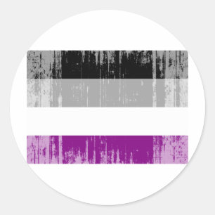 FLAGGE DER ASEXUALITÄT BEDRUCKT RUNDER AUFKLEBER