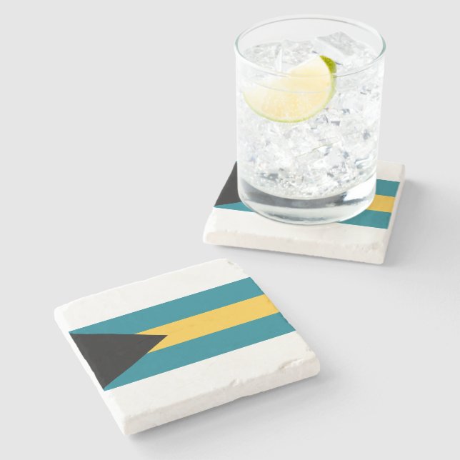 Flagge der Bahamas Steinuntersetzer (Seitenansicht)