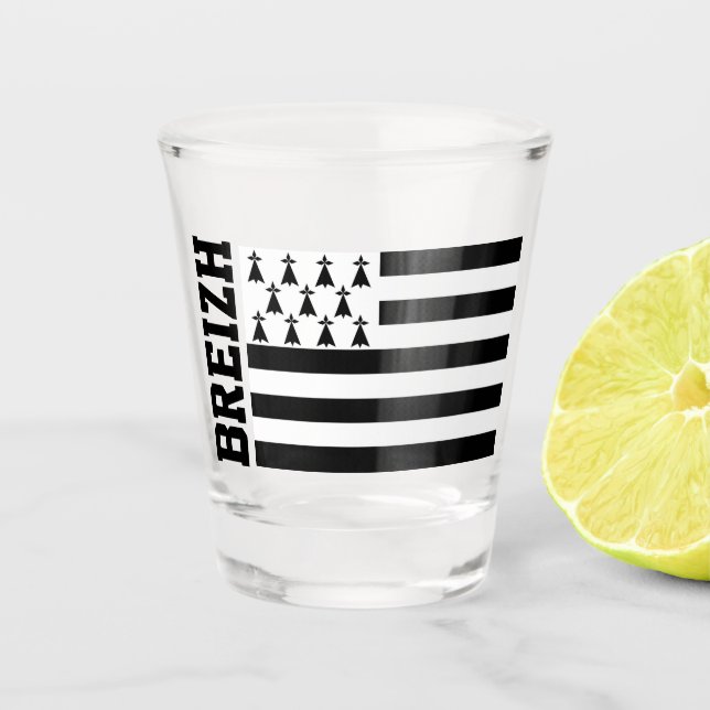 Flagge der Bretagne, Frankreich Schnapsglas (Vorderseite)